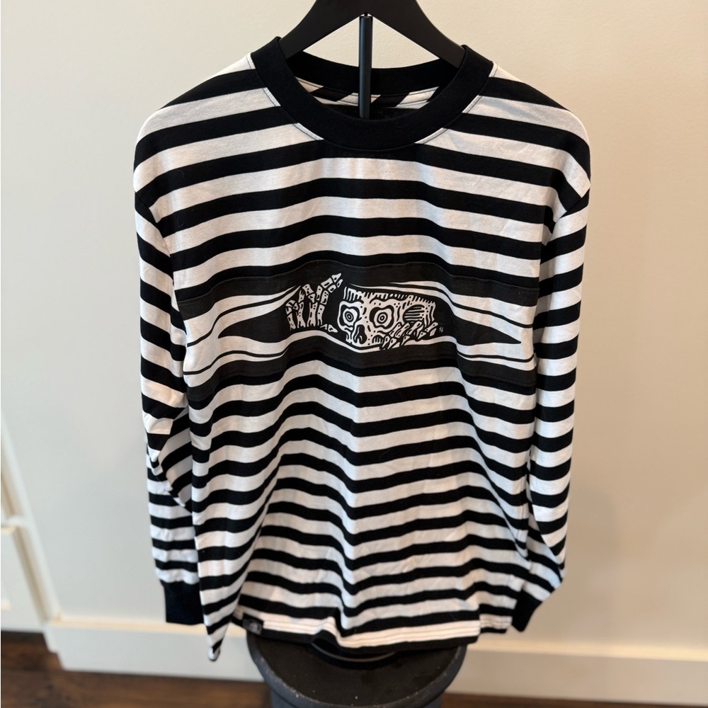 Black and White Striped Men's Shirt